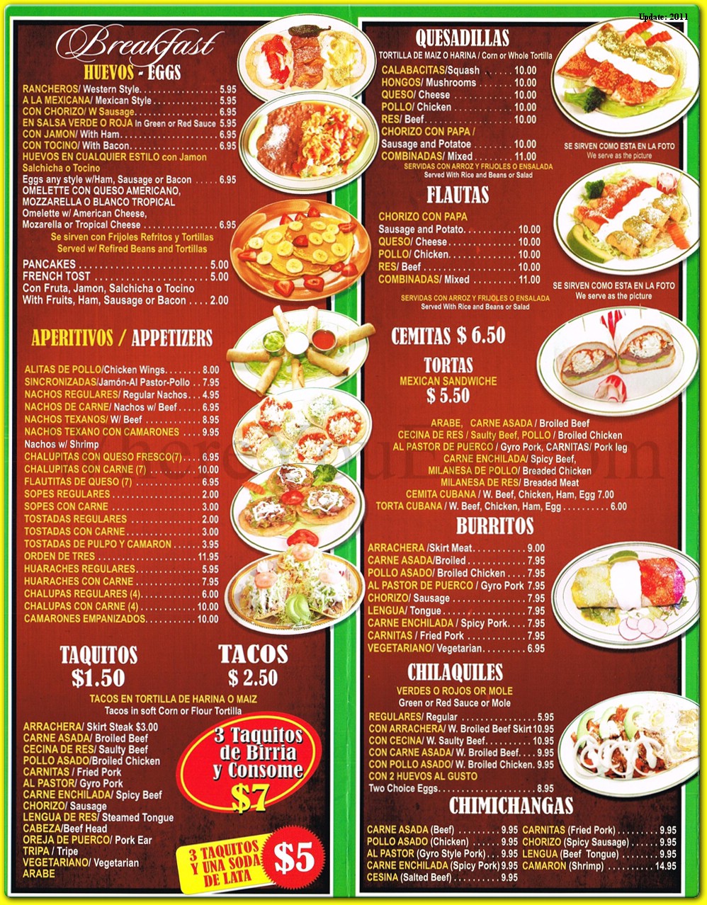 Tacos Mexico Restaurant in Queens / Official Menus & Photos