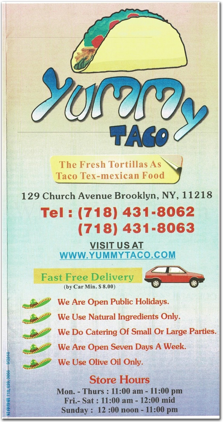 Yummy Taco Restaurant in Brooklyn / Official Menus & Photos