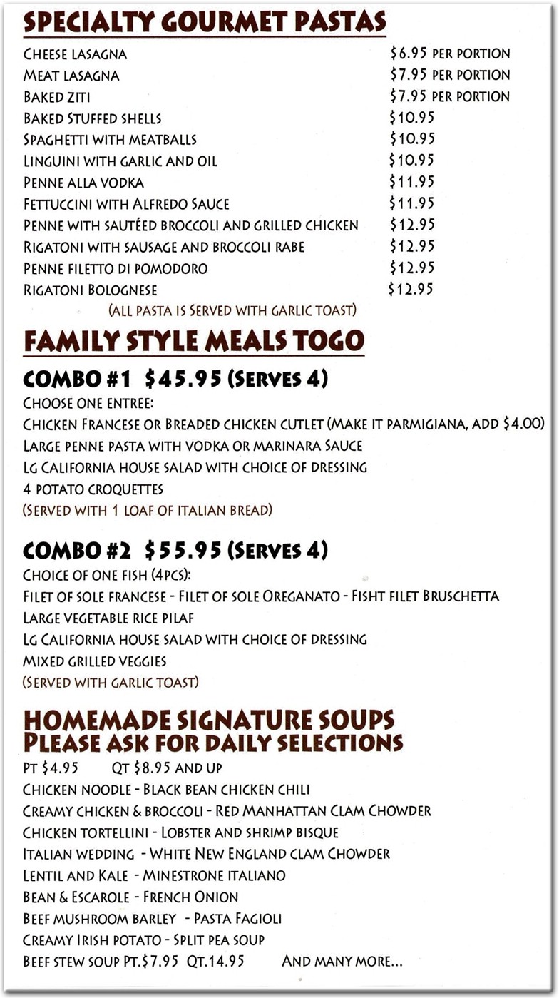 Roberto's Gourmet Kitchen Restaurant in Staten Island / Official Menus