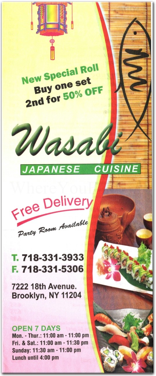 Wasabi Restaurant in Brooklyn / Official Menus & Photos