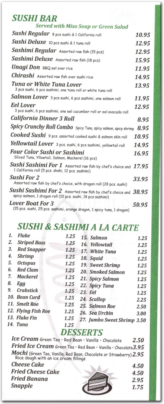 Wasabi Restaurant in Brooklyn / Official Menus & Photos