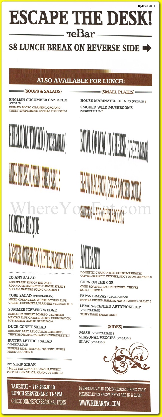 ReBar Restaurant in Brooklyn / Official Menus & Photos