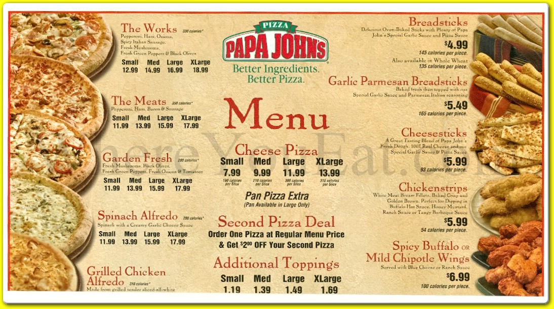 Papa John s Printable Menu Printable World Holiday