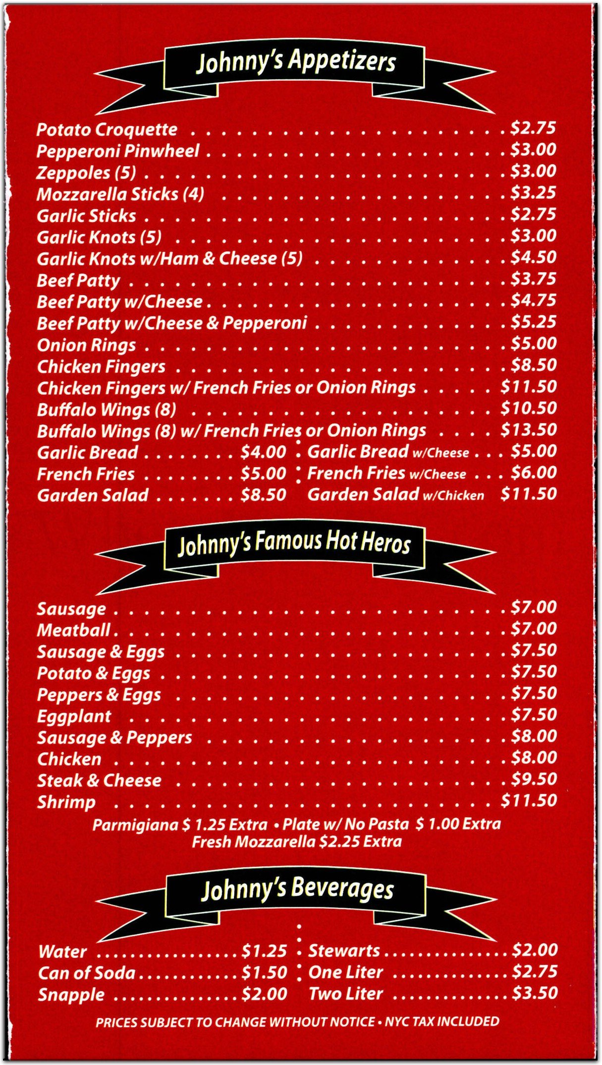 Johnny's Pizzeria Restaurant in Brooklyn / Official Menus &amp; Photos