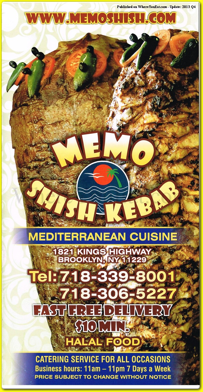 Memo Shish Kebab Restaurant in Brooklyn / Official Menus & Photos