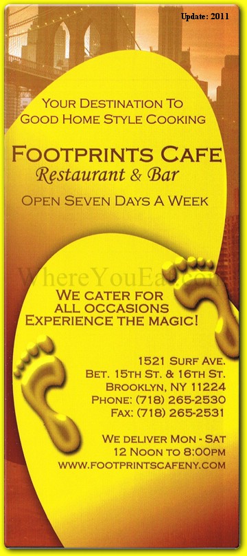 Footprints Cafe Restaurant in Brooklyn / Official Menus & Photos