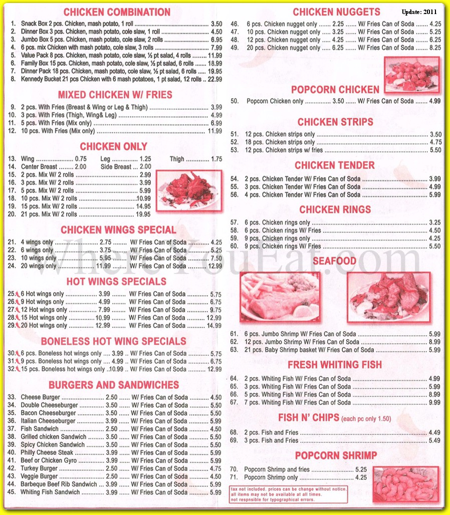 Kennedy Halal Chicken and Pizza Restaurant in Brooklyn / Official Menus