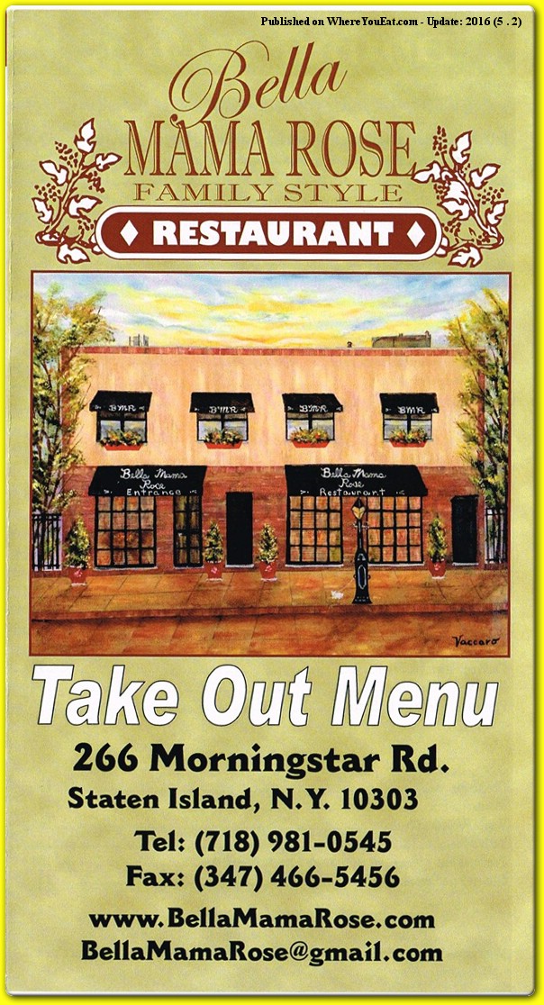 Bella Mama Rose Restaurant in Staten Island / Official Menus & Photos