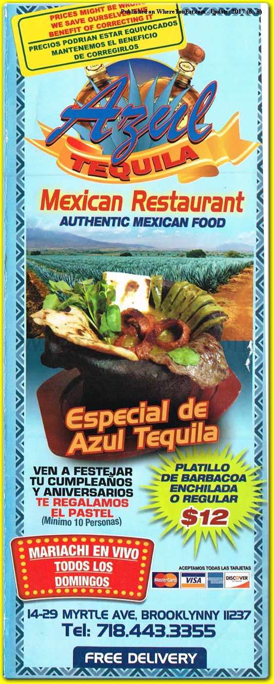 Azul Tequila Restaurant in Brooklyn / Official Menus & Photos