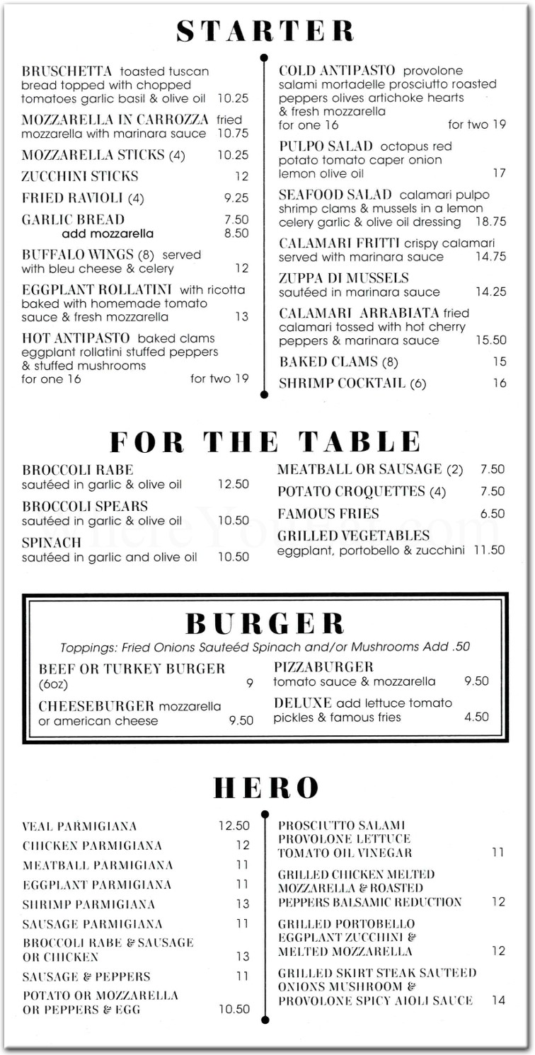 Vesuvio Restaurant in Brooklyn / Official Menus & Photos