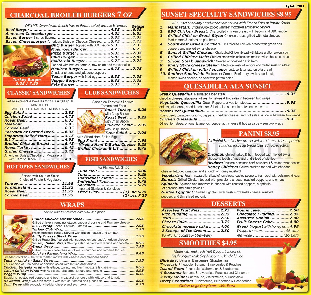 Sunset Diner Restaurant in Brooklyn / Official Menus & Photos