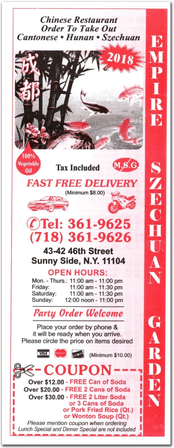 New Empire Szechuan Garden Restaurant in Queens / Official Menus & Photos