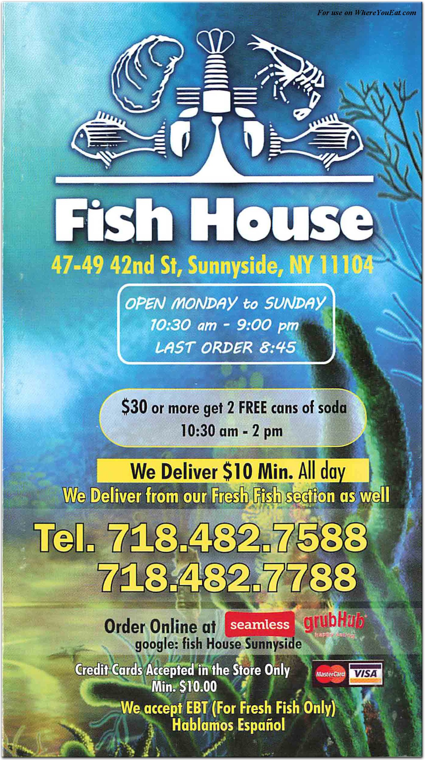 Fish House Restaurant in Queens / Official Menus & Photos