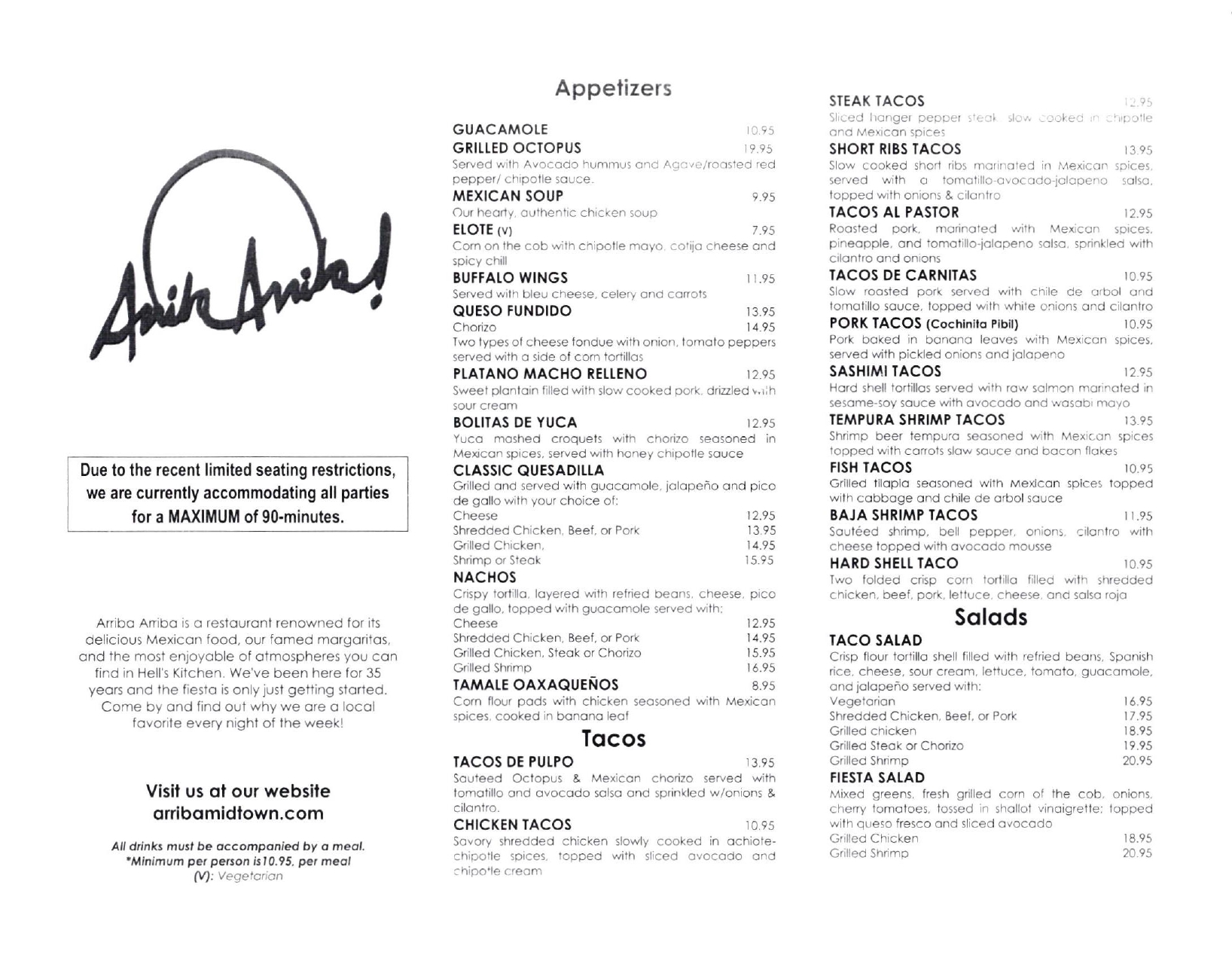 Arriba Arriba Restaurant in Manhattan / Official Menus & Photos
