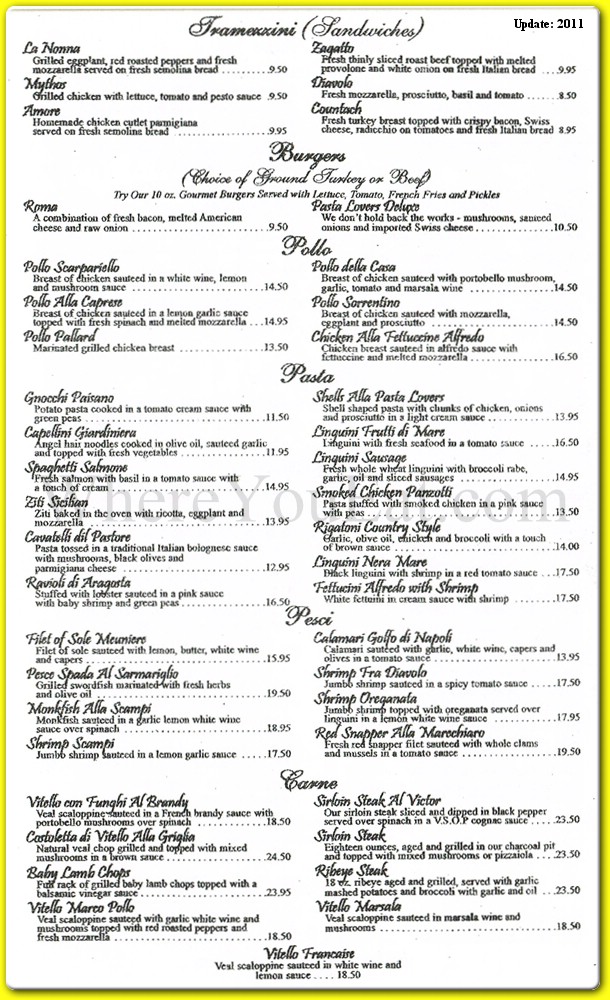 Pasta Lover's Trattoria Restaurant in Queens / Official Menus & Photos