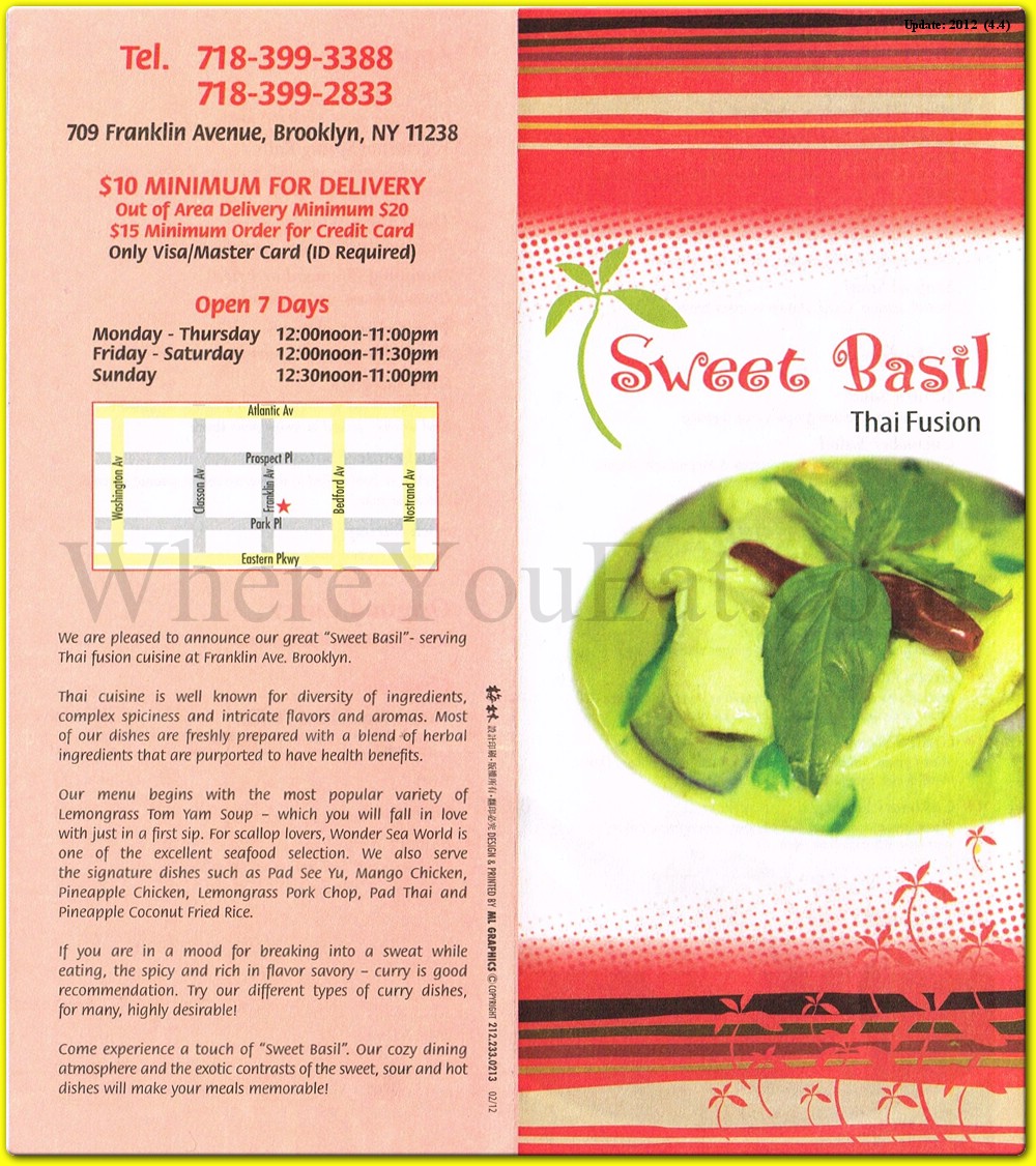 Sweet Basil Restaurant in Brooklyn / Official Menus & Photos