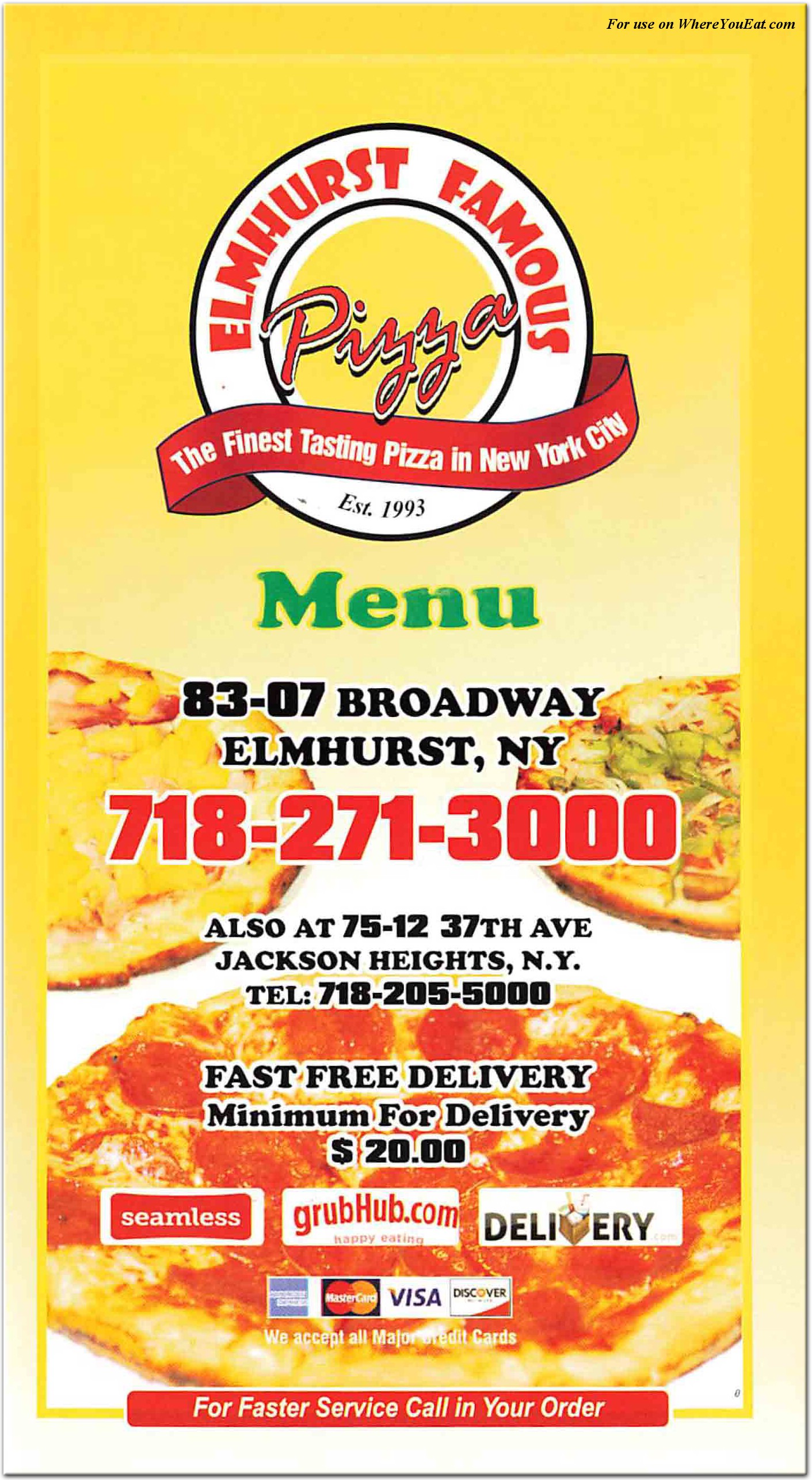 Elmhurst Famous Pizza Restaurant in Queens / Official Menus & Photos