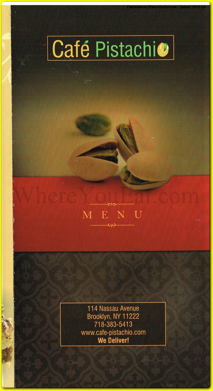Cafe Pistachio Restaurant in Brooklyn / Official Menus & Photos