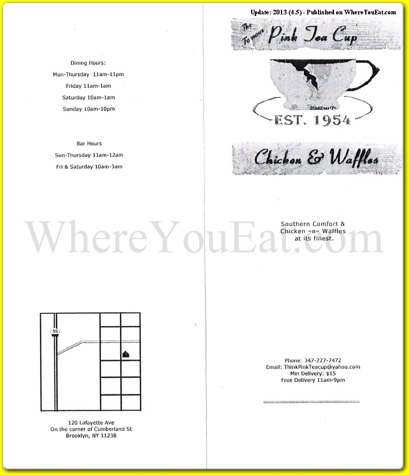 Pink Tea Cup Restaurant in Brooklyn / Official Menus & Photos