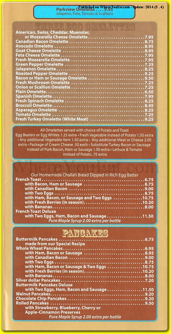 Parkview Diner Restaurant in Brooklyn / Official Menus & Photos