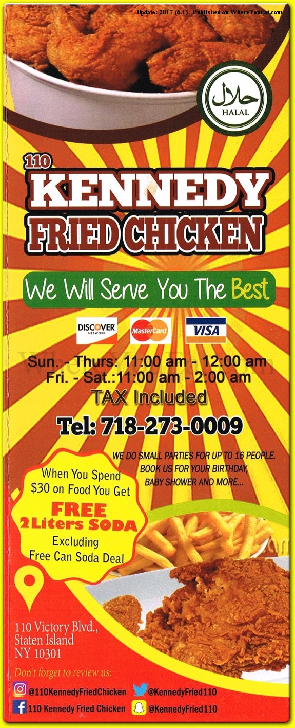 Kennedy Fried Chicken Restaurant in Staten Island / Official Menus & Photos