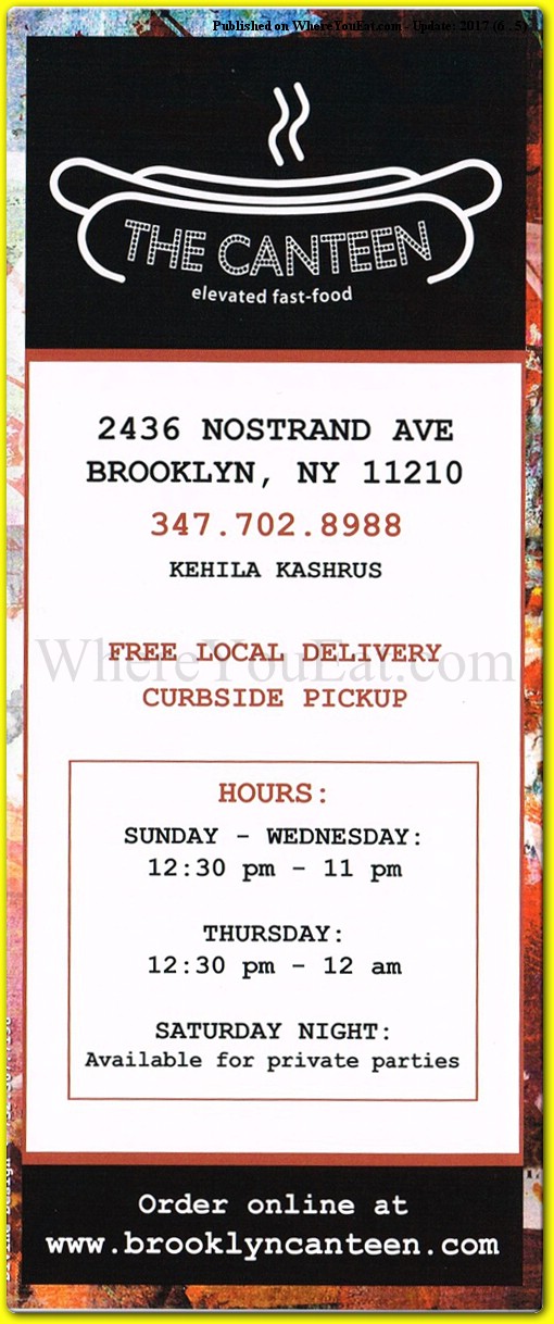 The Canteen Restaurant in Brooklyn / Official Menus & Photos