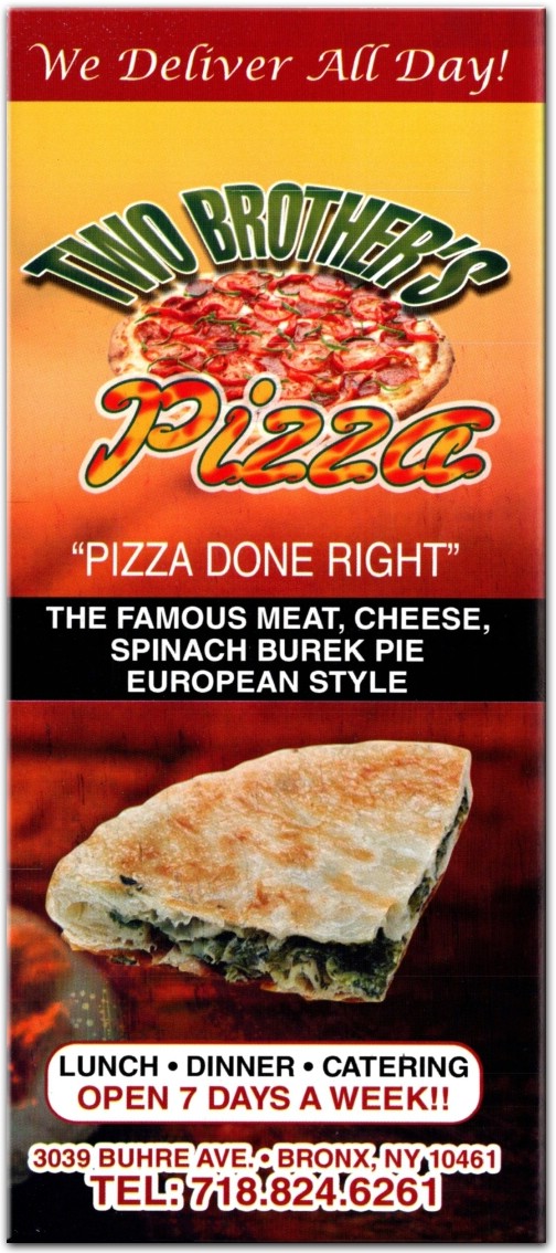 Two Brothers Pizza Restaurant in The Bronx / Official Menus & Photos
