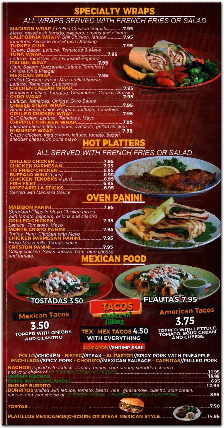 Madison Cafe Restaurant in The Bronx / Official Menus & Photos