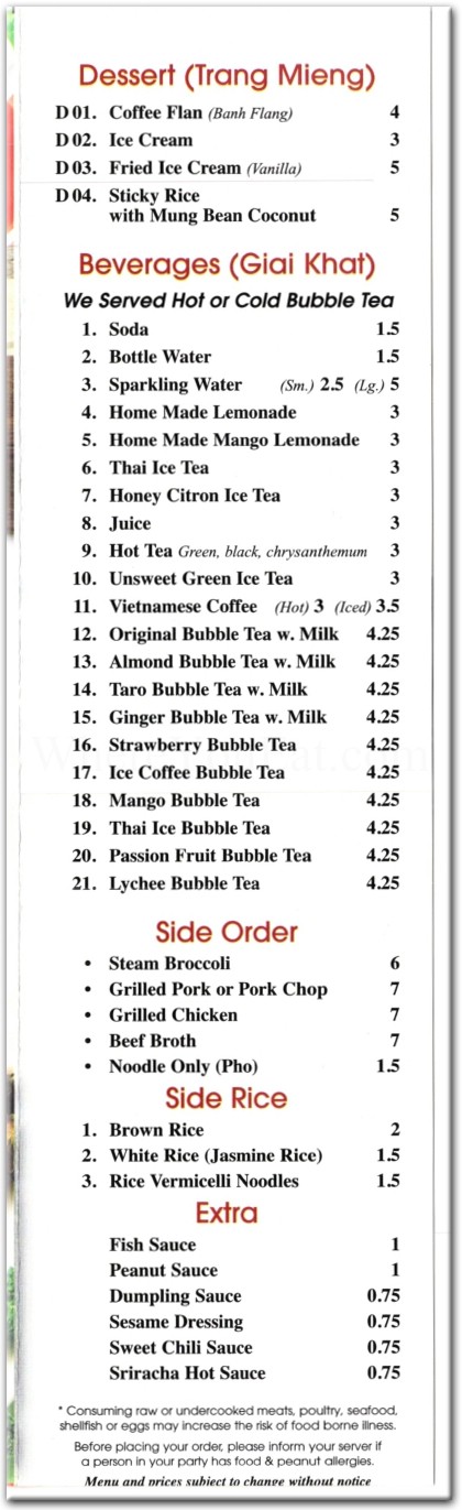 ha noi pho menu ha noi pho menu