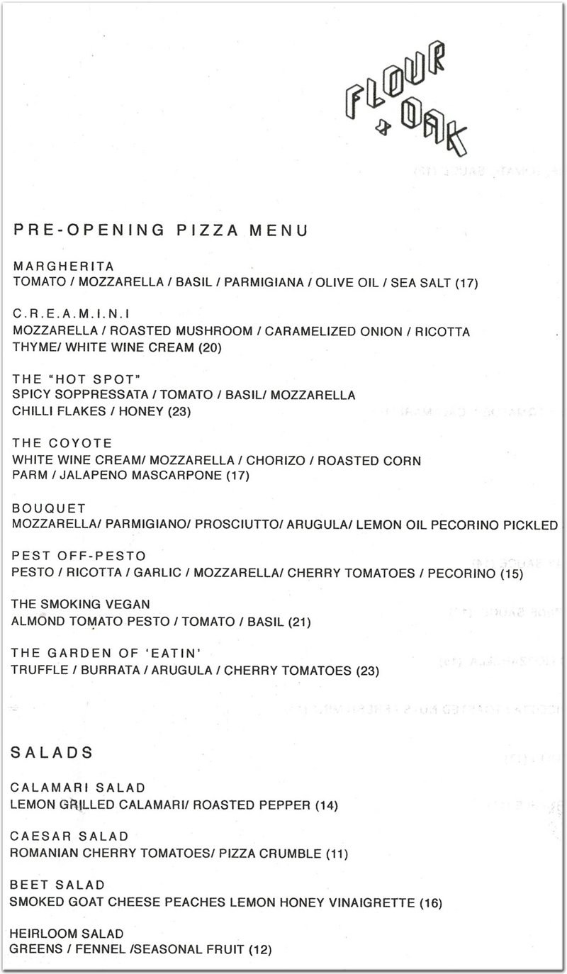 Flour and Oak Minthorne Restaurant in Staten Island / Official Menus