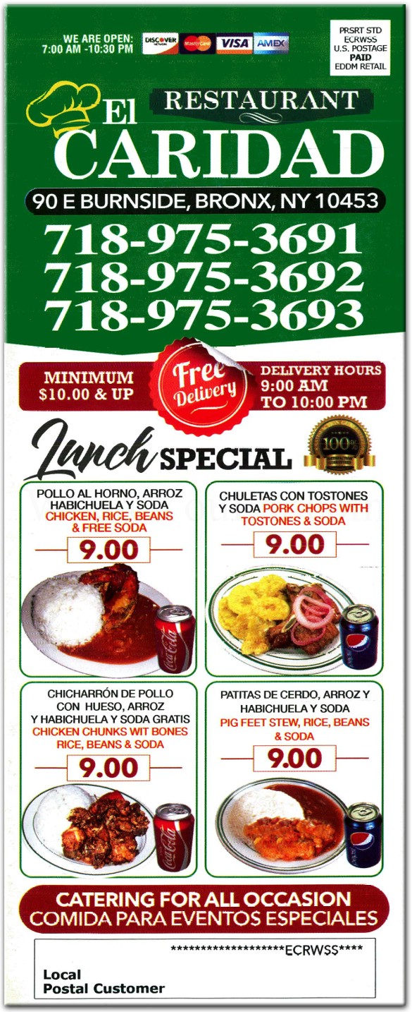 El Caridad Restaurant in The Bronx / Official Menus & Photos
