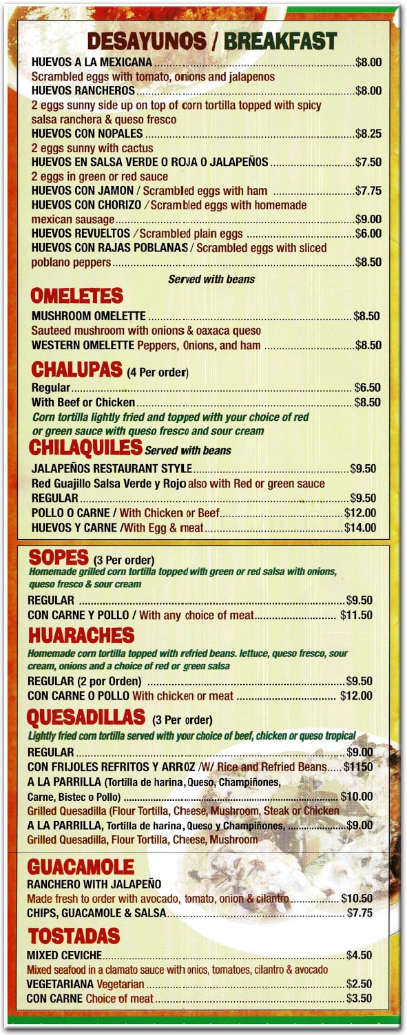 Jalapenos Restaurant in Brooklyn / Official Menus & Photos