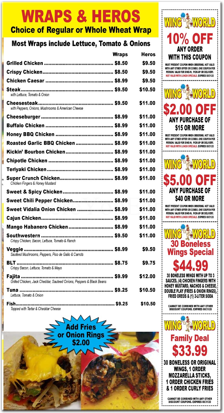 Wing World Restaurant in Staten Island / Official Menus & Photos