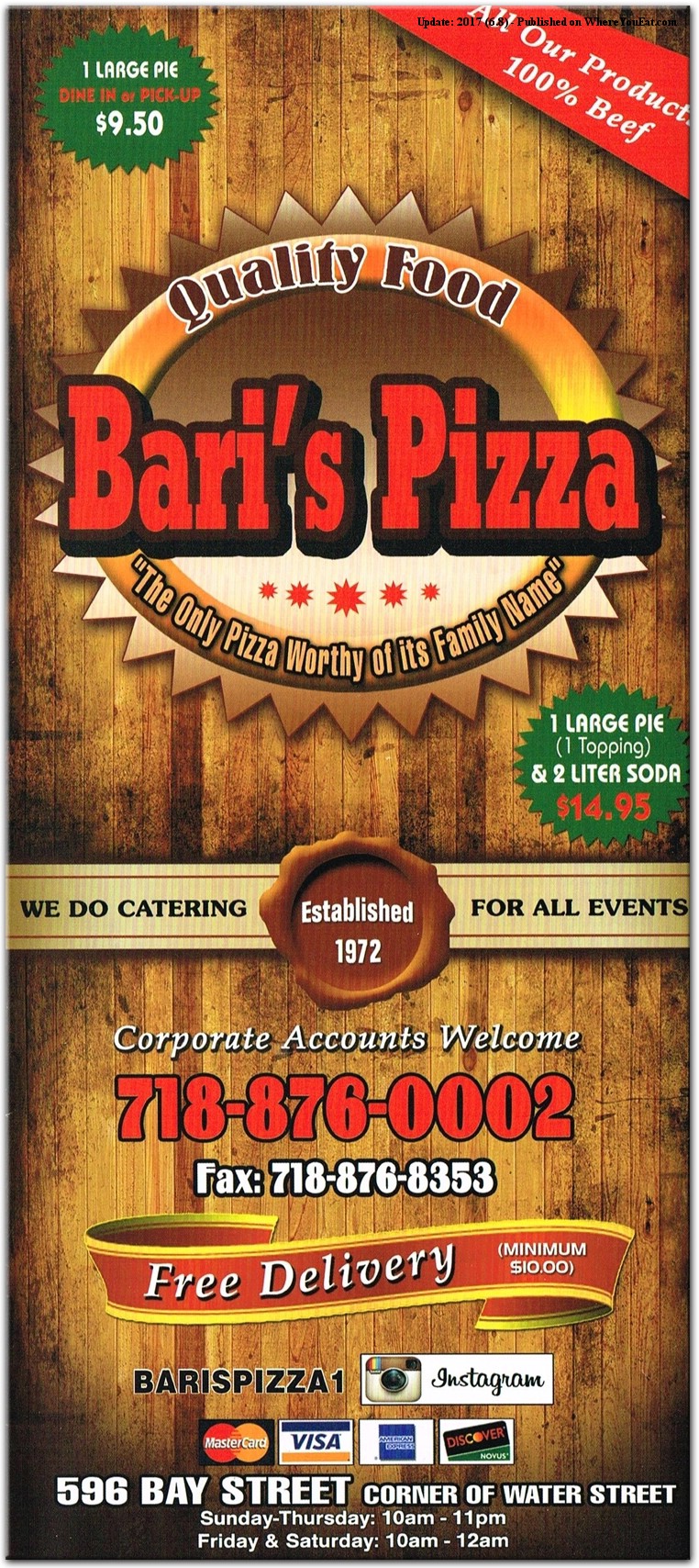 Bari's Pizza Restaurant in Staten Island / Official Menus & Photos