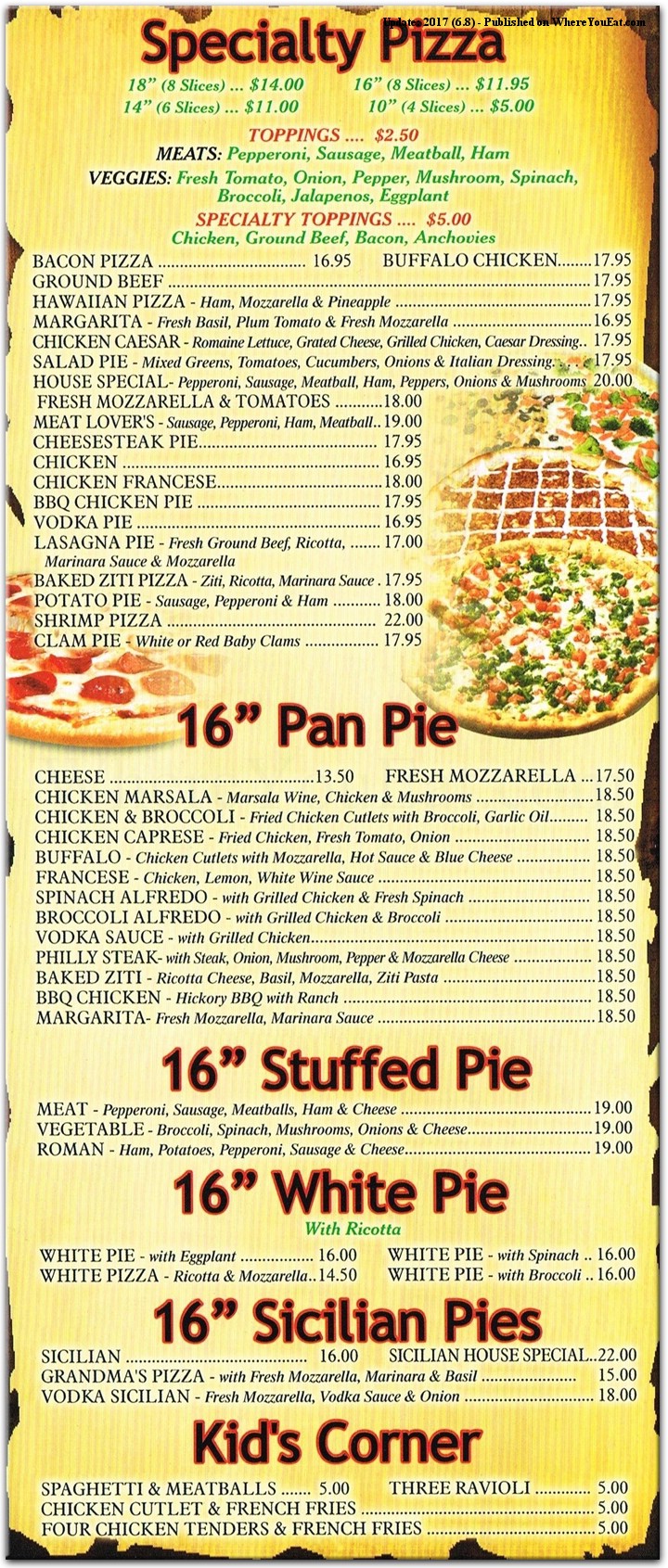 Bari's Pizza Restaurant in Staten Island / Official Menus & Photos