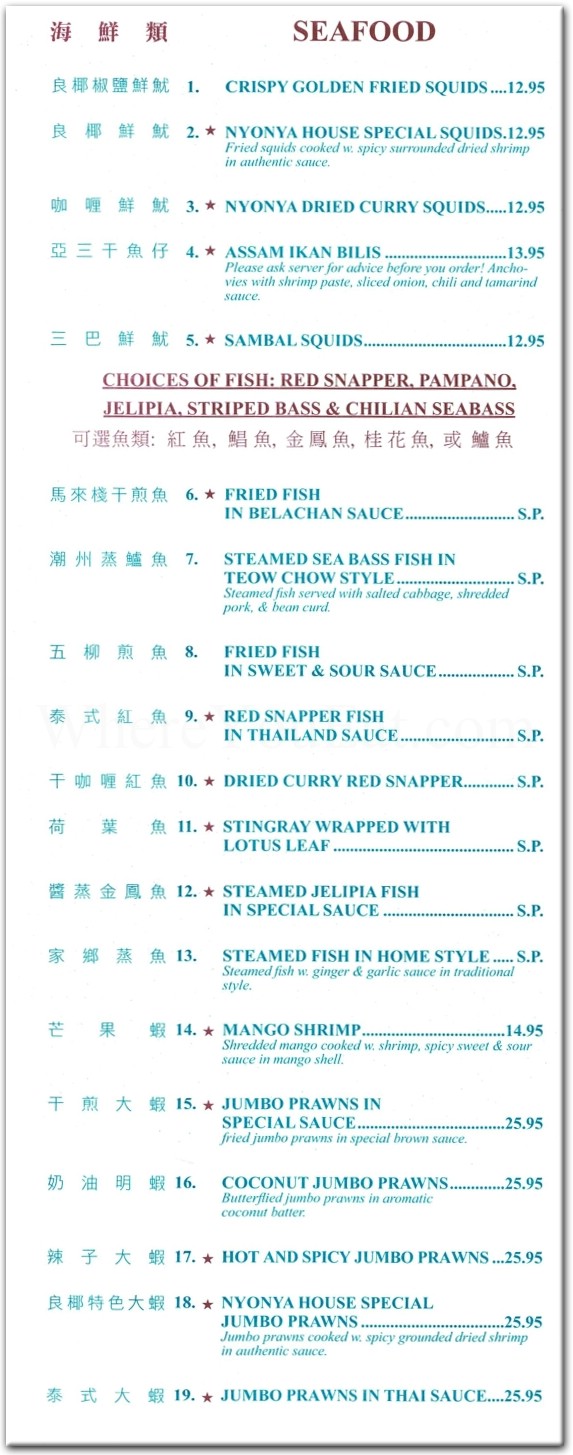 Nyonya Restaurant in Brooklyn / Official Menus & Photos